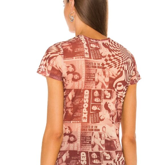 Miaou Mini Tee in Wanted Red Sz L - Picture 3 of 7